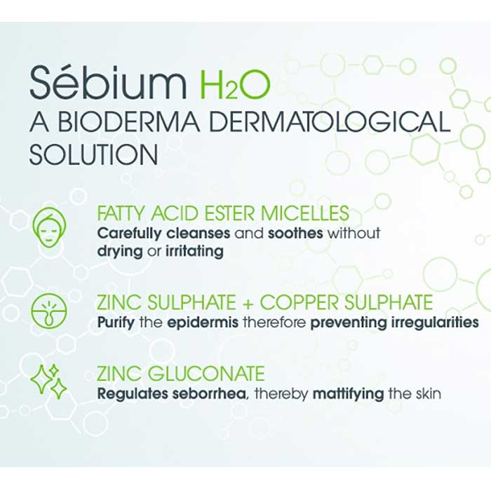 میسلار واتر پوست چرب و مختلط بایودرما 500ml 3 میسلار واتر پوست چرب و مختلط Sebium H2O بایودرما