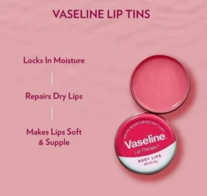 بالم لب کاسه ای 17 گرم Vaseline 7 بالم لب کاسه ای عصاره گل رز 17 گرم Vaseline