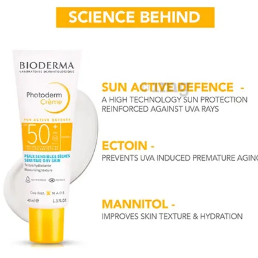 کرم ضد آفتاب بی رنگ Photoderm Creme SPF50 بایودرما 40ml 2 کرم ضد آفتاب بی رنگ Photoderm Creme SPF50 بایودرما 40ml - Image 2
